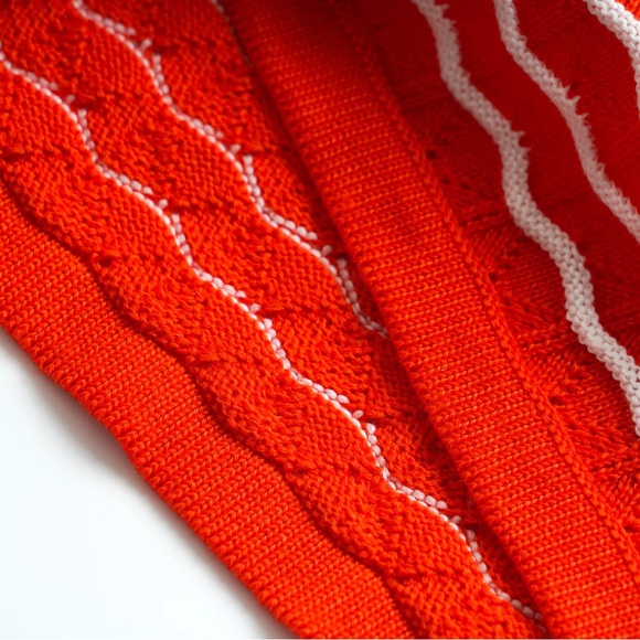 Commense Red Striped One Shoulder Knit Crop Top - size medium - Picture 7 of 7